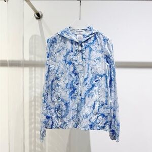 Authentic CHANEL White and Blue Patterned Jacket